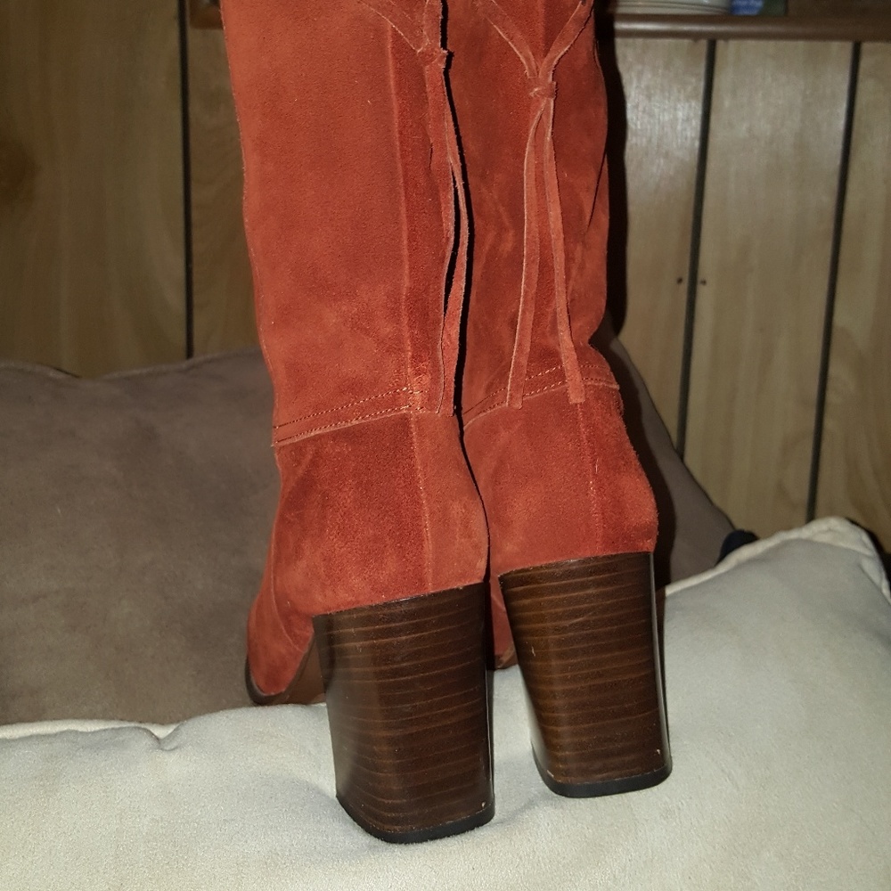 Coach Rusty Red Velvet Tie Boots - Picture 5 of 6